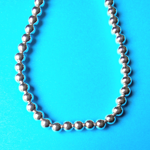 91 シルバーボールチェーンネックレス【10mm／50cm】｜ナバホ風 s925