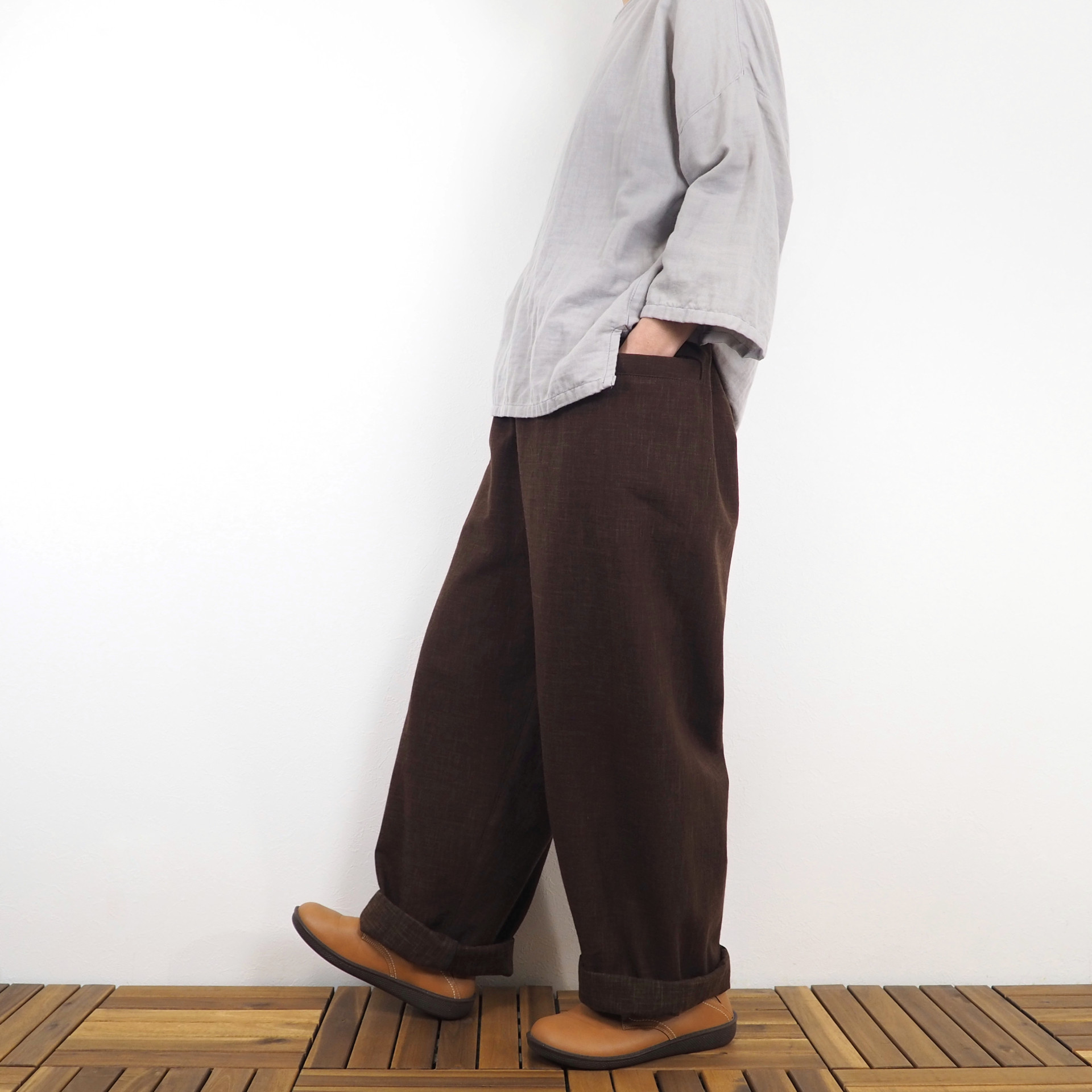 Furusuワイドパンツ（木綿 焦茶）【受注生産対応】