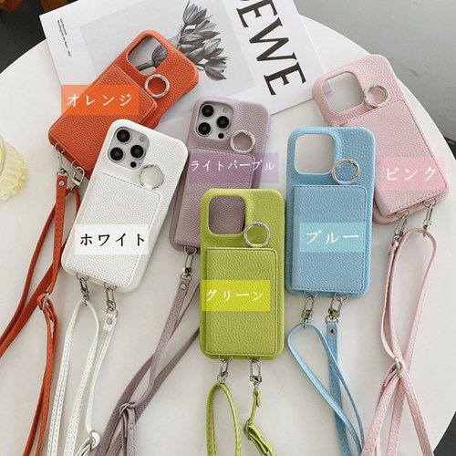 iPhoneケース スマホショルダー スマホケース ミラー付き リング