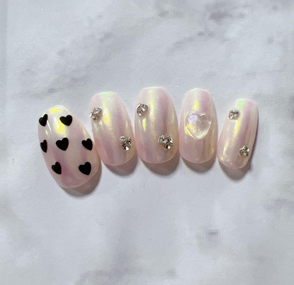 ネイルチップ オーロラ ハート ストーン No.95 チップシール付き