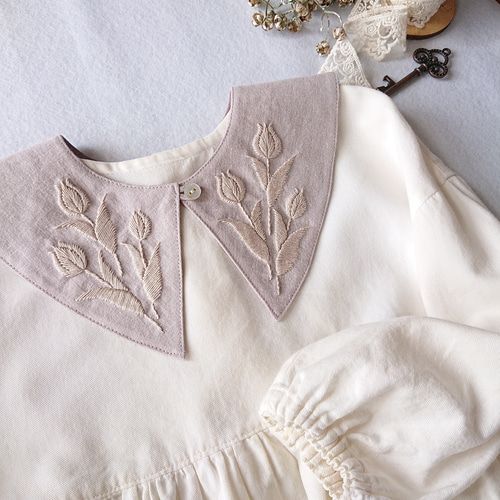 手刺繍つけ襟【チューリップ】サイズ90（ベビー） 入園式/入園式コーデ