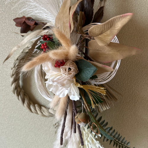 お正月飾り しめ縄 白椿 バンパス しめ縄・しめ飾り makki 通販