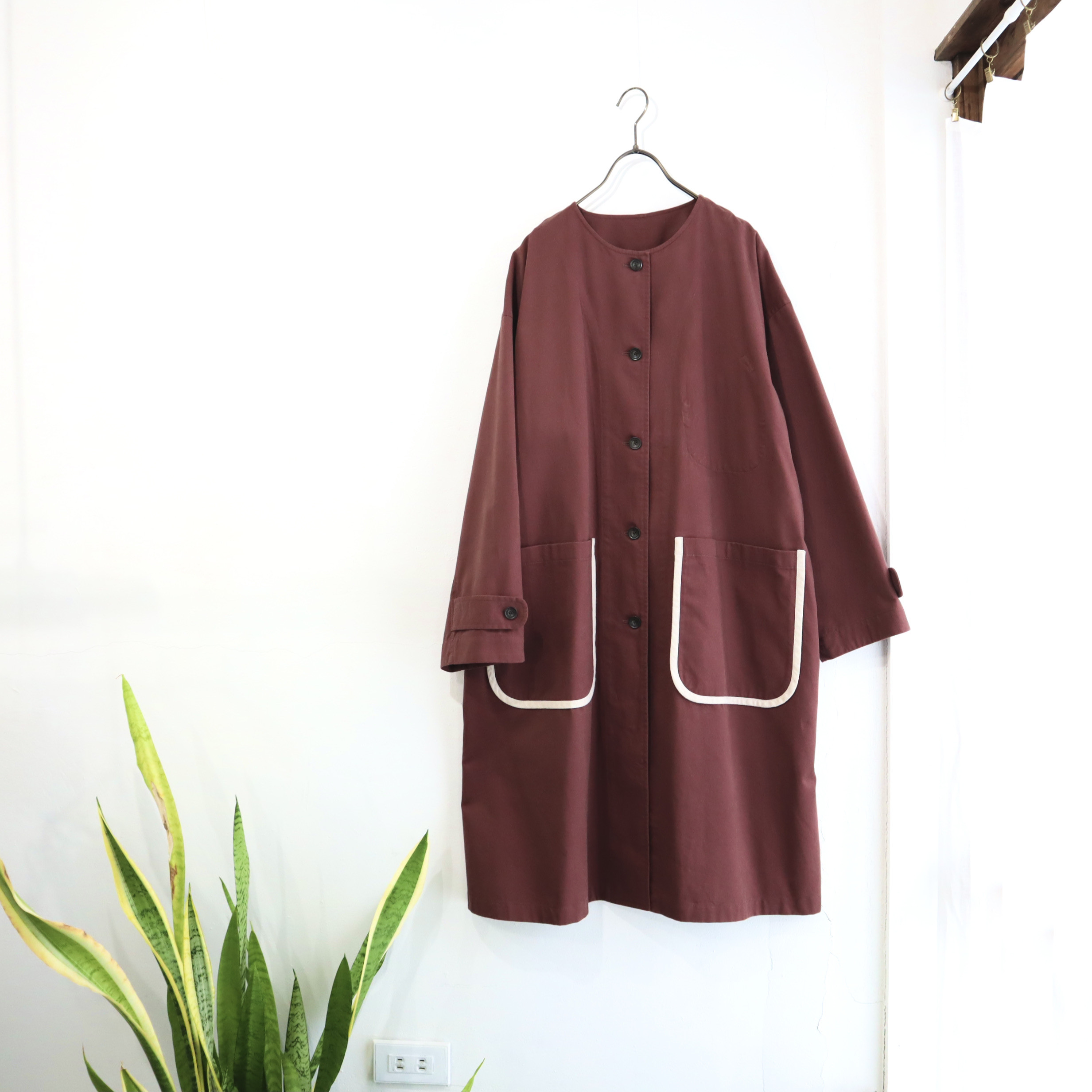 double colour binding pocket coat (plum)