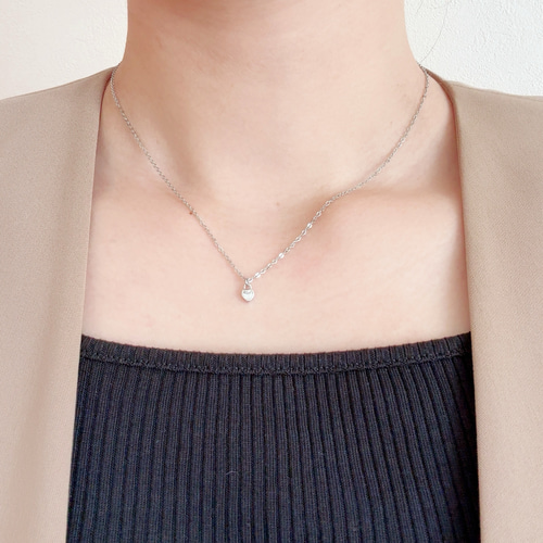 096NS【人気】一粒　ダイヤ　ネックレス　CZ S925 プラチナ　シルバー 096NS 一粒CZダイヤ✨高見えネックレス S925シルバー ギフトに最適