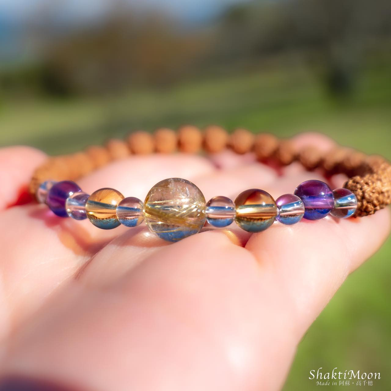 富・ビジネス・事業安定のお守り！ルチルクォーツ×アメジスト×シトリン×水晶 レア・希少！極小4mm5mm6mm