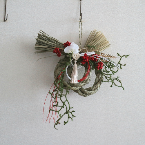 2way!南京櫨の紅白しめ縄 新作》変わり二重しめ縄 紅白水引 2025年 しめ縄・しめ飾り Bleu du