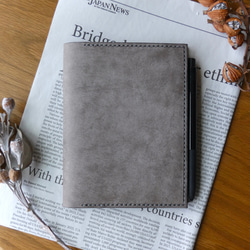 イタリア革のメモ帳カバー／A6サイズ／ロディアNo.13／横型／グレー