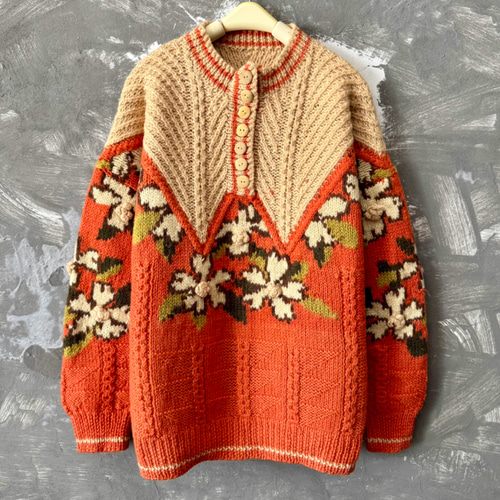 2024新作】太い棒針での手編みセーター 秋冬.100％ウールセーター