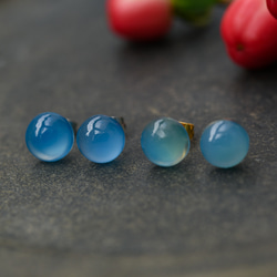 白妙◆ブルーカルセドニー×ブルームーンストーン×カイヤナイトピアス✧リリー カルセドニー ピアス（スタッド・一粒） の人気通販｜Creema