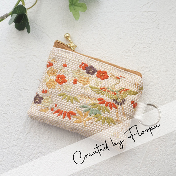 【一点物】雅な花鳥柄｜西陣織の和風ミニポーチ 1枚目の画像