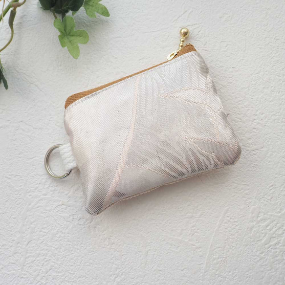 【一点物】雅な花鳥柄｜西陣織の和風ミニポーチ 3枚目の画像