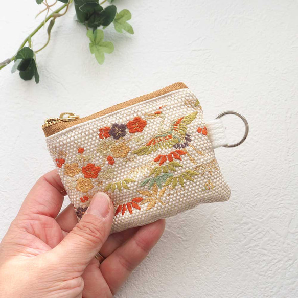【一点物】雅な花鳥柄｜西陣織の和風ミニポーチ 4枚目の画像
