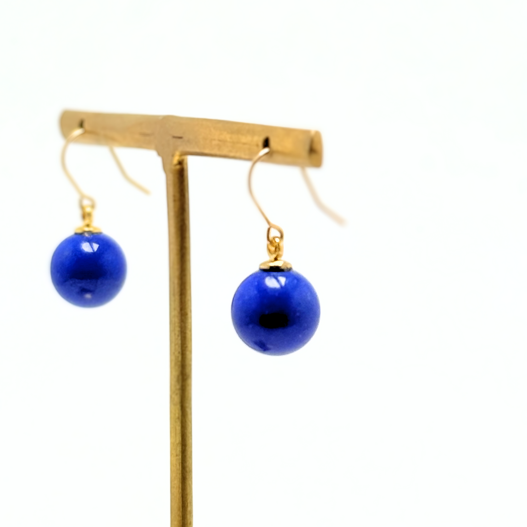 K18 8mm シンプル ラピスラズリ/瑠璃  ピアス - ベリーL