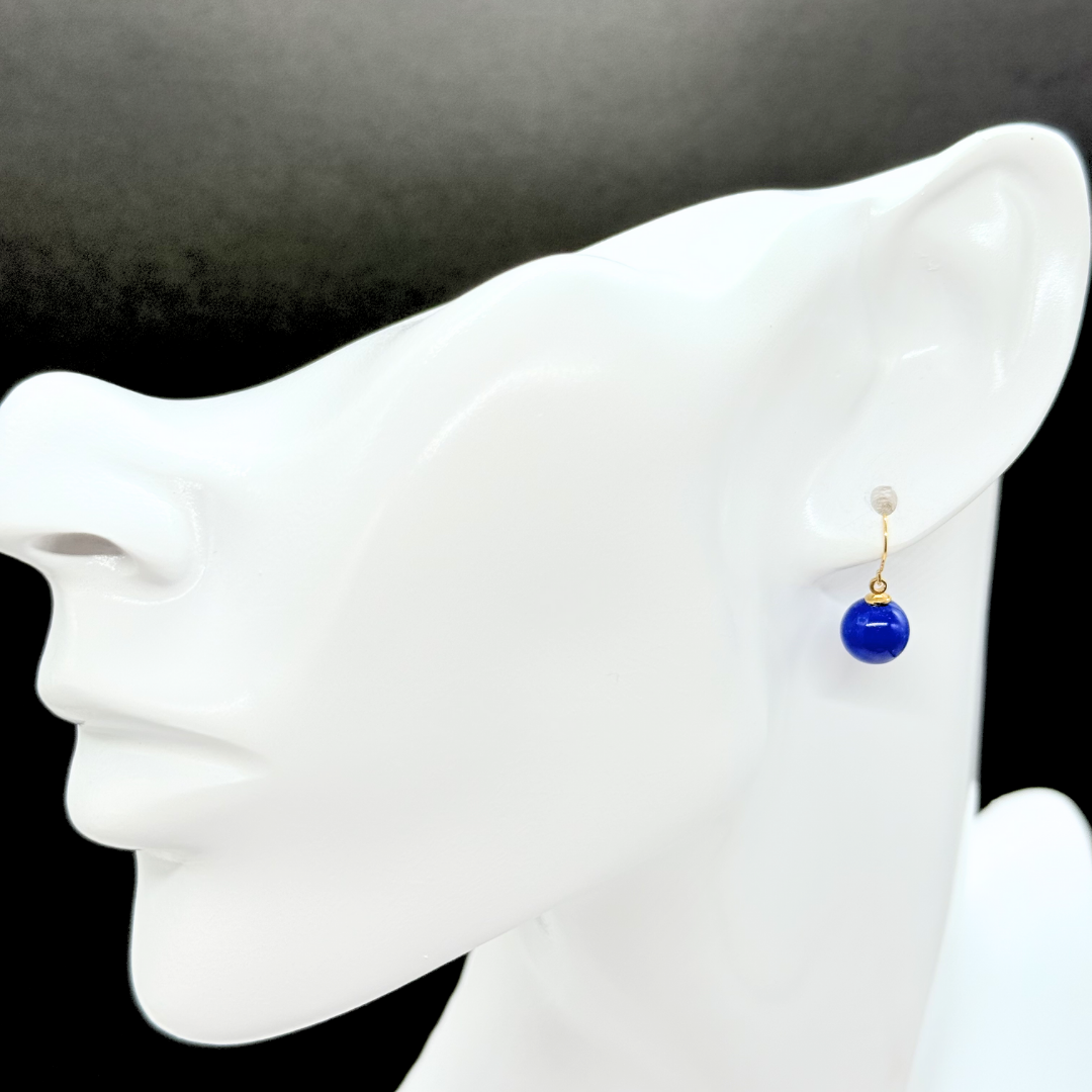 K18 8mm シンプル ラピスラズリ/瑠璃  ピアス - ベリーL