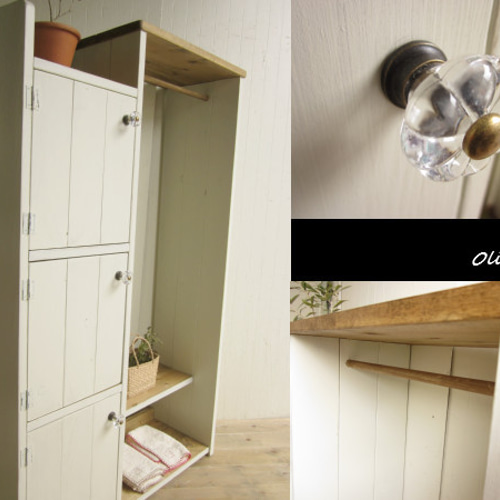 サイズデザインオーダー可！2扉キッズハンガーキャビネットシャビー