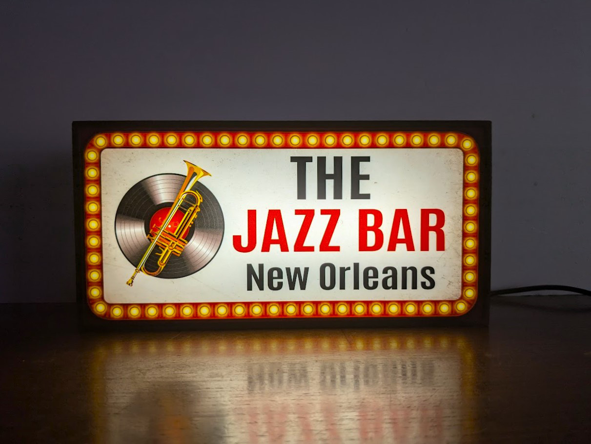 【Sサイズ】ジャズ JAZZ BAR ニューオリンズ ジャズ喫茶 ライブ 酒 店舗 自宅 看板 置物 雑貨 ライトBOX