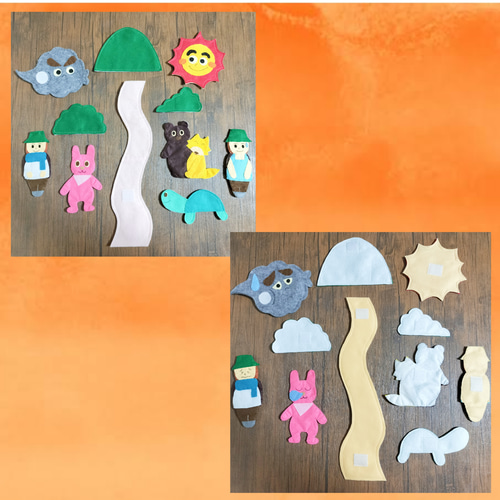 2wayエプロンシアター『北風と太陽』『うさぎとかめ』 おもちゃ・人形