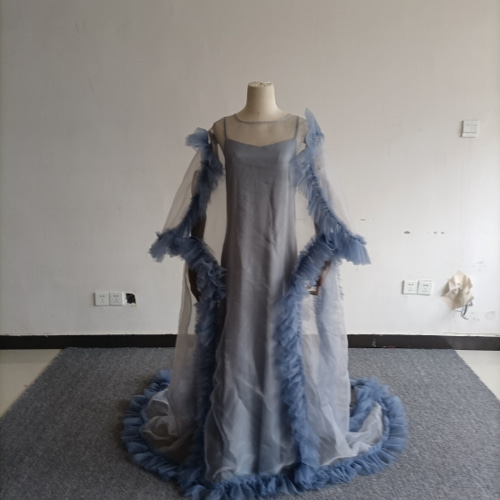 パーティードレス オーバードレス ブルー ラッフルフリル 華やかな  