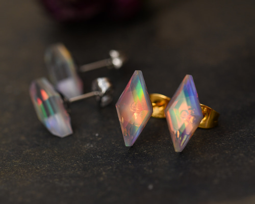 #10 handmade  accessory【イヤリング】【オーロラシルバー】 c4ce8c60ccadc3519fa74077e319d1