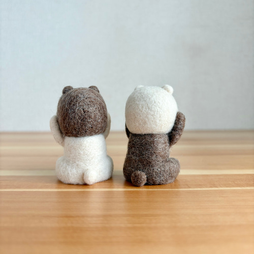 被り物くまさん＊小さめマスコット【受注生産】 羊毛フェルト 岡田