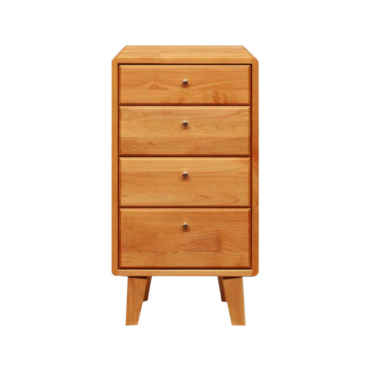 キャビネットチェスト　幅42cm4段　天然木アルダー材　クリア色＆ウォールナット色　選べる引手　クムクムシリーズ