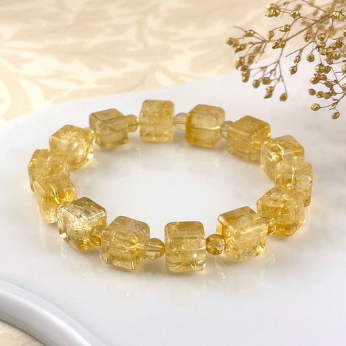 15%off✨天然シトリン キューブブレス ブレスレット Himal 〜harmony
