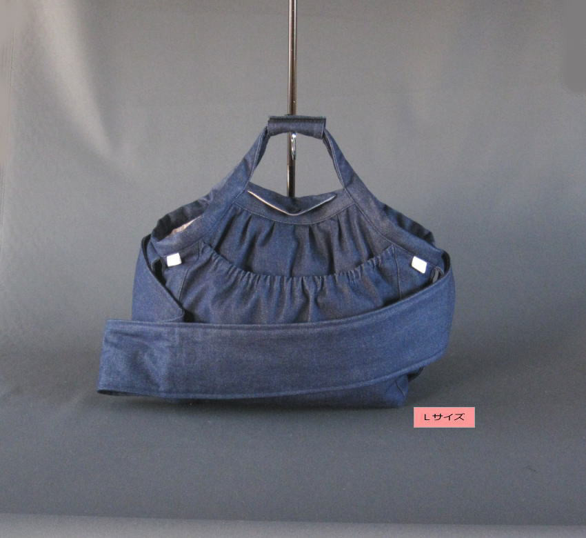 受注制作　Ｌサイズ　小型犬用　手提げスリング２ウェイ　デニム　キャリーバッグ