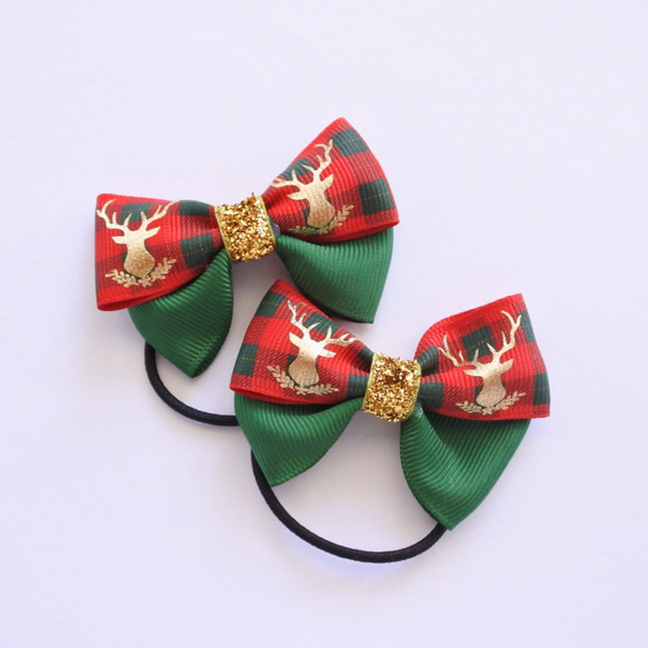 オーガンジーリボン ヘアゴム サンタティディのクリスマス オーガンジーリボン ヘアゴム サンタティディのクリスマス