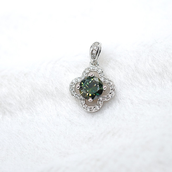 モアサナイト ペンダントトップ 1ct silver925 クローバー