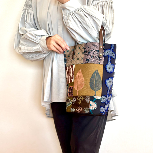 一点物 送料無料 ミナペルホネン バケツ型トートバッグ ハンドメイド