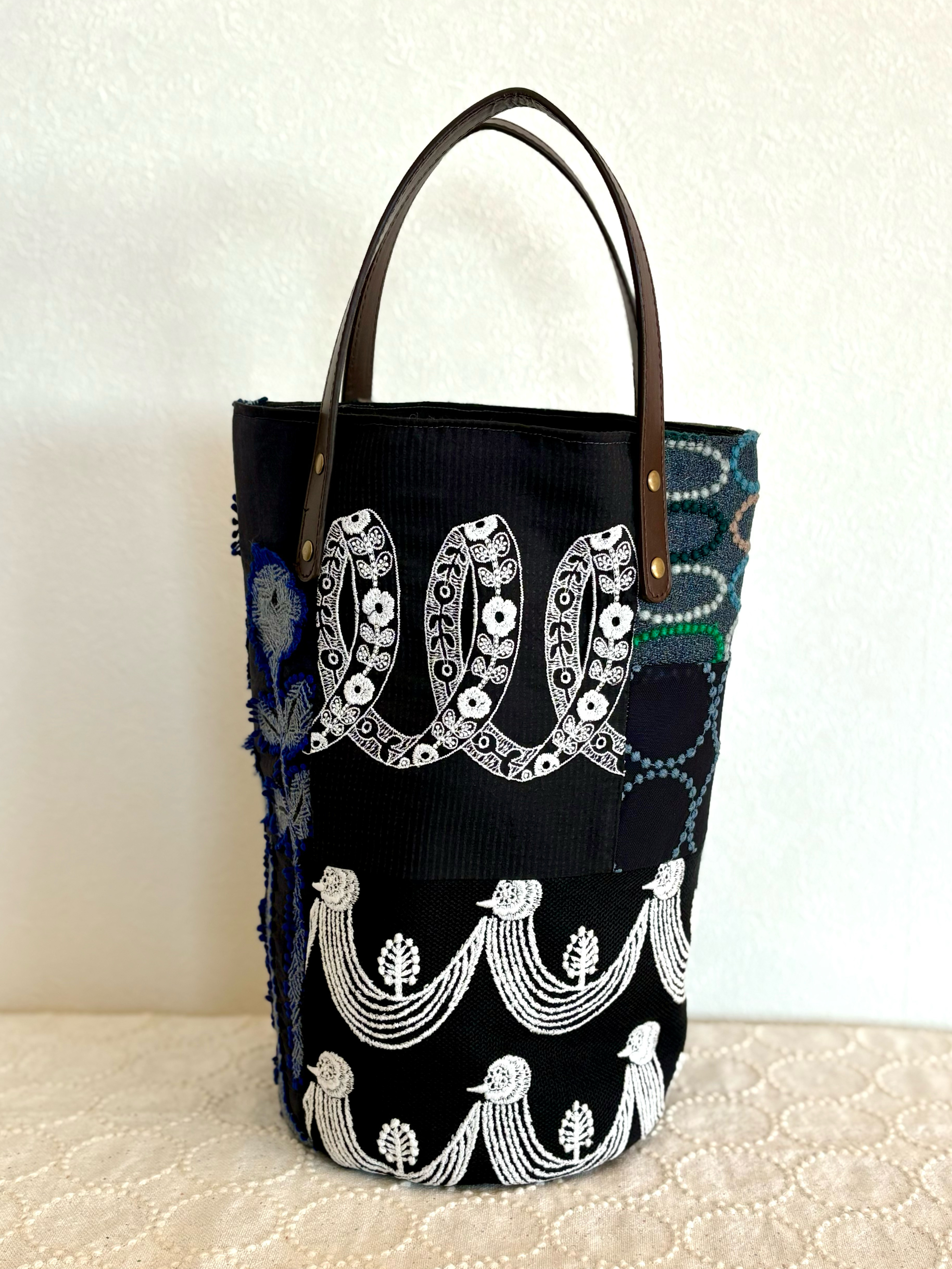 一点物　ミナペルホネン   バケツ型トートバッグ  ハンドメイド