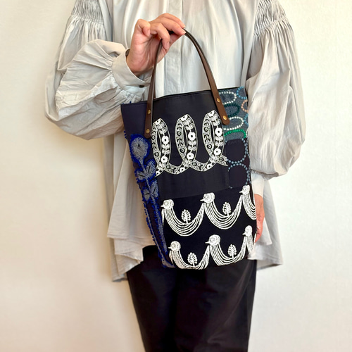 一点物 送料無料 ミナペルホネン バケツ型トートバッグ ハンドメイド