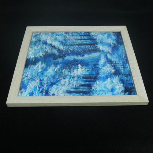 油絵 油彩 油彩画 絵 絵画【冬の森の川】 絵画 HR 通販