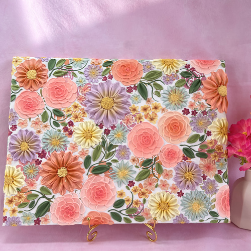 テクスチャーアート 絵画 花の絵 フラワーアート インテリア