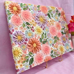 melia テクスチャーアート　絵画　インテリアアート　花　立体　絵　　花の絵 テクスチャーアート 絵画 アートパネル フラワーアート