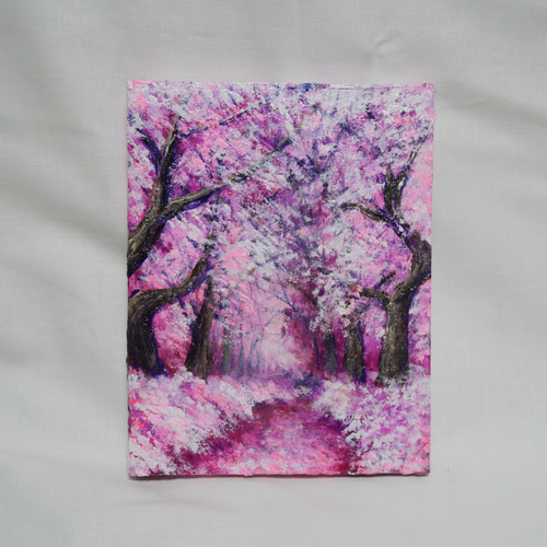 油彩 絵画 絵 油絵 油彩 油彩画 絵 絵画 【桜とネモフィラ】 絵画 HR 通販