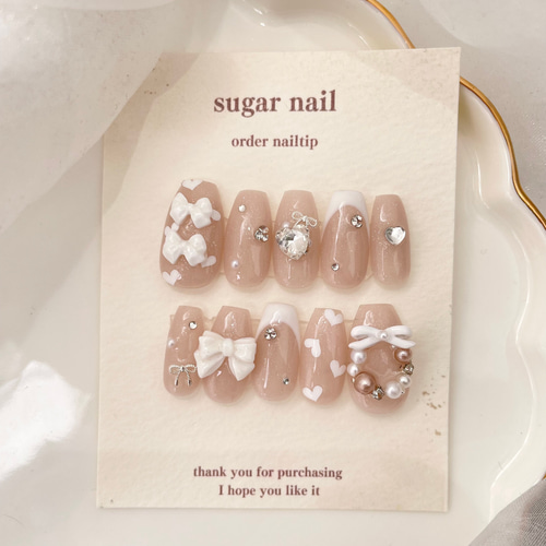 ネイルチップ クリスマスネイル 冬ネイル クリスマスリース ハート