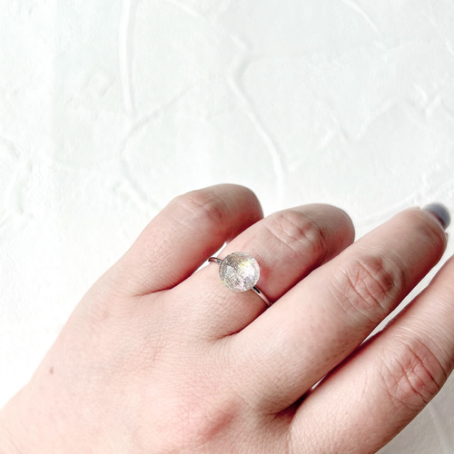 【printemps】ガラスリング　２個セット　クリア　オーロラ printemps】ガラスリング 2個セット クリア オーロラ