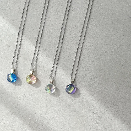 虹色ガラスのネックレス・リングセット-clear-✴︎ギフトラッピング
