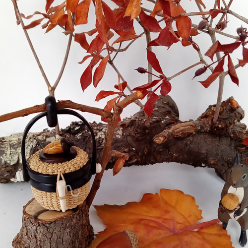 ミニナンタケットバスケット（黒檀）1インチ ペンダントトップ  