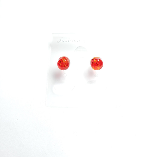 No.1521-F　琉球ガラス⭐樹脂ポスト☆レジン☆ピアス☆半球型☆オレンジ No.1521-A・F 琉球ガラス⭐樹脂ポストピアス☆半球型☆ブルー・レッド