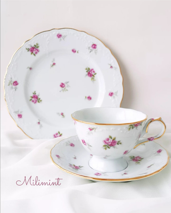 シェリー　ブライダルローズ　ピンクローズの可愛いティーセット　大皿　シュガー シェリー ブライダルローズ ピンクローズの可愛いティーセット 大皿