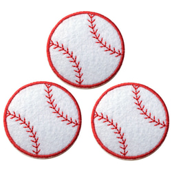 アップリケワッペン 野球ボール ビッグ3枚 部活 スポーツ ベースボール UI  W-0871 1枚目の画像
