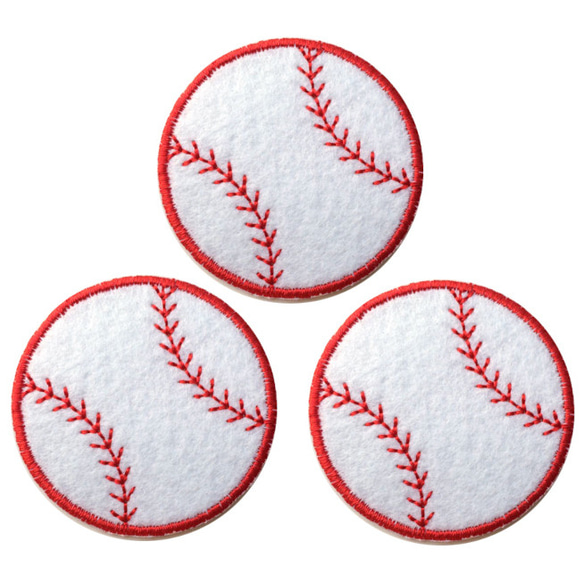 アップリケワッペン 野球ボール ビッグ3枚 部活 スポーツ ベースボール UI  W-0871 1枚目の画像