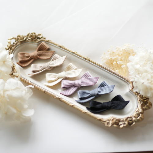 コーデュロイリボン ヘアクリップ ベビーヘアクリップ ベロア