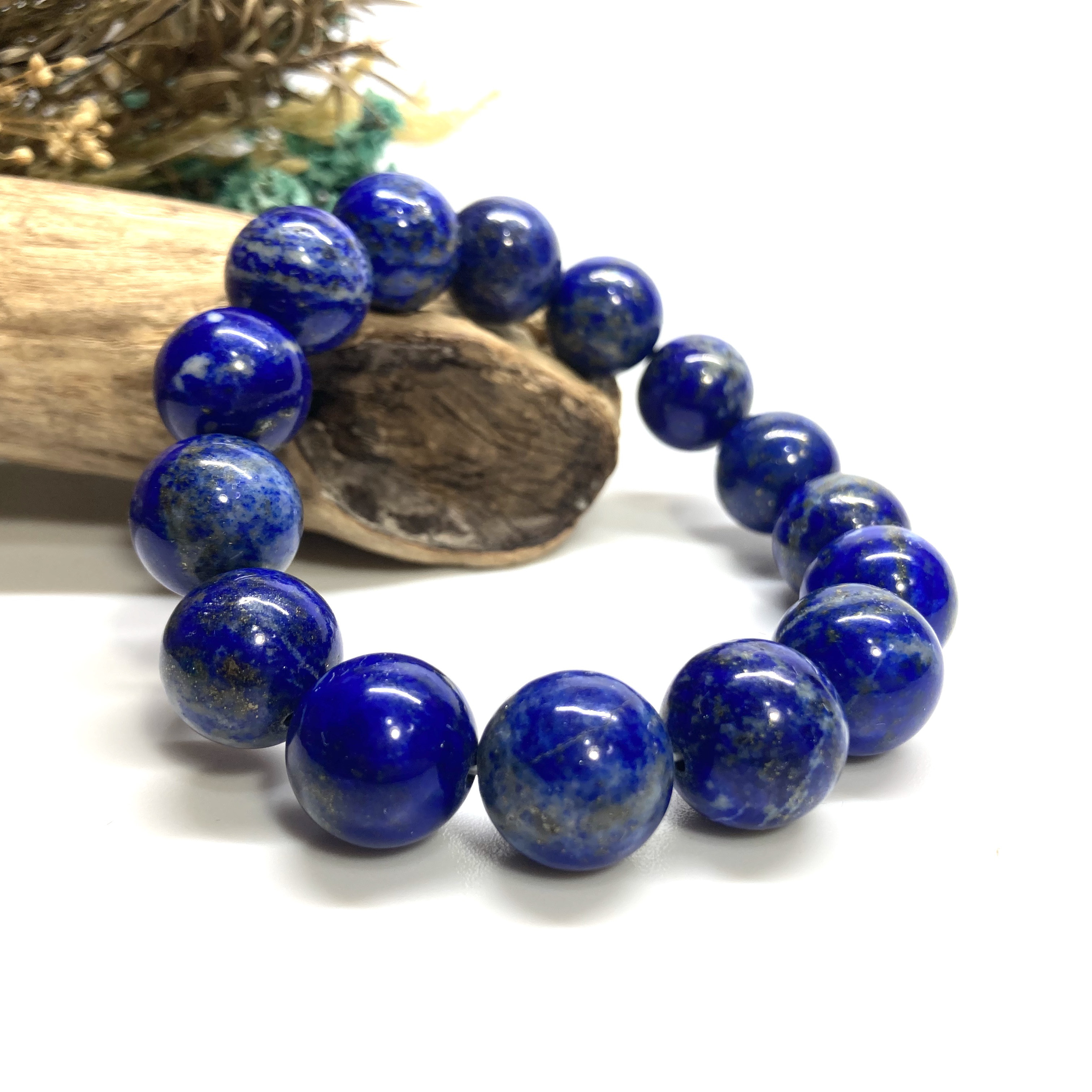 ラピスラズリ ブレスレット 14mm　/パワー 天然石 ストーンブレス メンズ・レディース