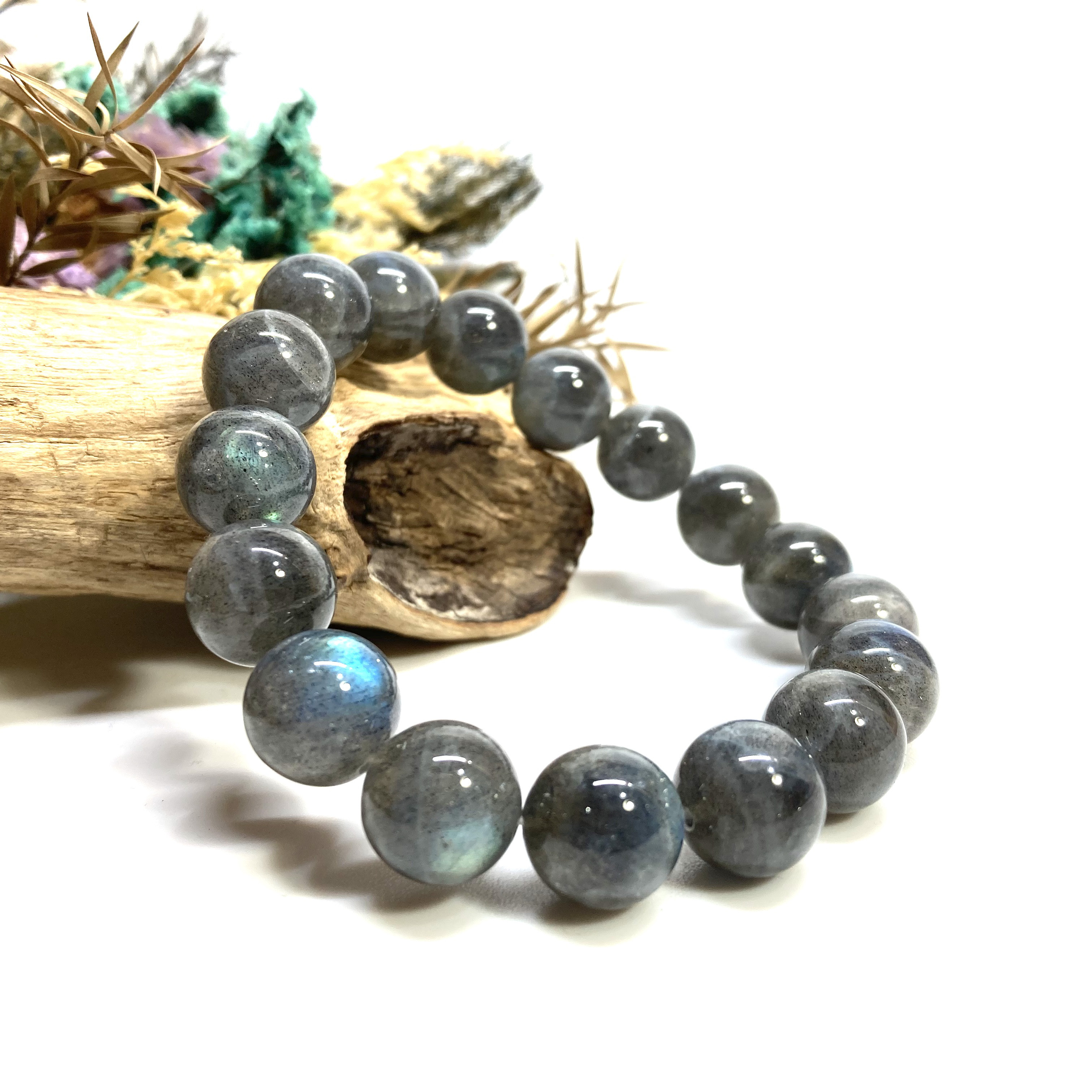 ラブラドライト ブレスレット 12mm　/パワー 天然石 ストーンブレス メンズ・レディース