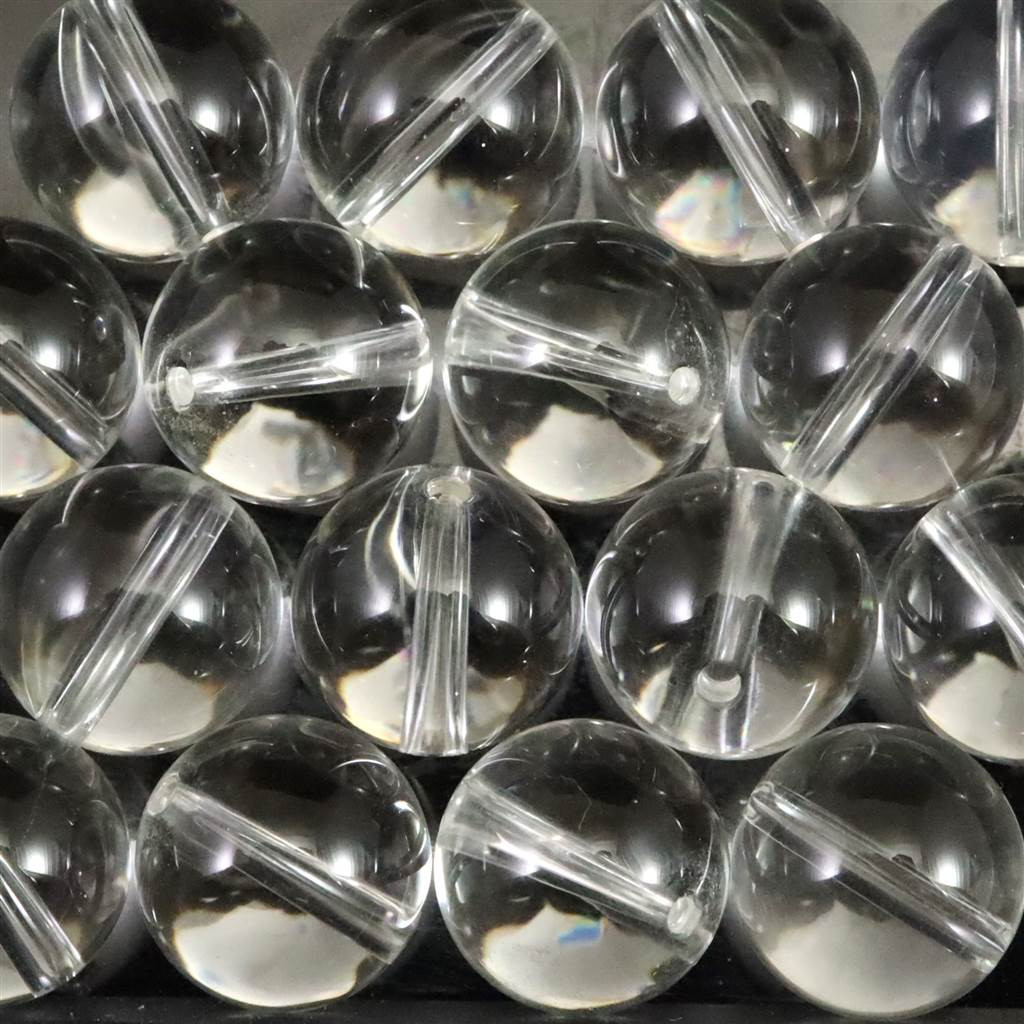 山梨県八幡山産水晶 12mm玉ビーズ 穴あき 粒売り #33450