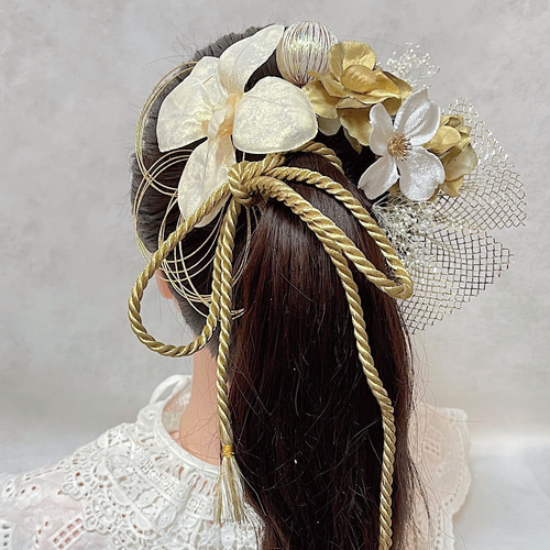 オーロラゴールド髪飾り 成人式 髪飾り 卒業式 結婚式 成人式髪飾り