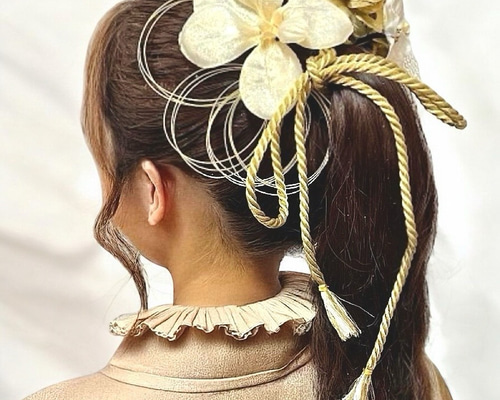 オーロラゴールド髪飾り 成人式 髪飾り 卒業式 結婚式 成人式髪飾り